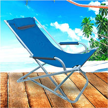 BAKAJI Sdraio Spiaggina Prendisole Dondolino Pieghevole Salvaspazio Struttura in Acciaio e Tessuto Oxford Imperbeabile con Poggiatesta Imbottito per Mare Spiaggia Piscina Relax (Blu)