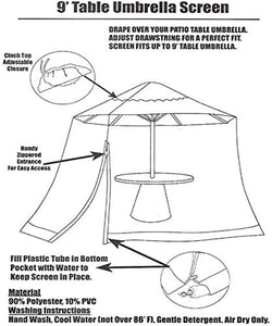 Portatile Giardino da giardino Portatile Ombrello Schermo da tavolo Ombrello Tavolo Zanzara Cover Cover Screen Cover Bug Rettering Cover Anti-Mosquito per gazebo Parasols - Escludendo ombrello e fonda