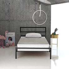 WGYDREAM Letto Letto Singolo con Struttura in Metallo Massello Nero con Testata Letto Singolo con Testiera Ampio Spazio di Archiviazione per Adulti Bambini Bambini, 90 X 200 Cm