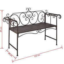 cangzhoushopping Panchina da Giardino 132 cm in Acciaio Stile Anticato Marrone Arredamento Arredi per esterno Mobili-sedie da esterno Panchine da esterno