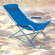 BAKAJI Sdraio Spiaggina Prendisole Dondolino Pieghevole Salvaspazio Struttura in Acciaio e Tessuto Oxford Imperbeabile con Poggiatesta Imbottito per Mare Spiaggia Piscina Relax (Blu)