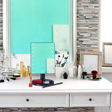 Relaxdays Specchio Trucco con Luce LED, con Base da Tavolo, Specchietto con Illuminazione, HLP: 28,5x17x12 cm, nero