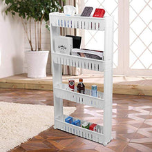 CHHD Scaffale portaspezie Estraibile a 4 Livelli, scaffale da Cucina Bianco, Carrello portaoggetti, mensola da Bagno con Ruote girevoli per Cucina, Lavanderia, Garage, Soggiorno, Camera