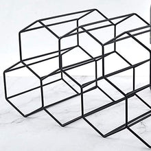 TIZZY Portabottiglie nel Metallo Autoportante, Portabottiglie da Tavolo, Portabottiglie da Appoggio - Design Geometrico Nero