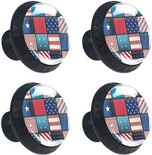 Patchwork bandiera americana con strisce verticali e orizzontali e forme a stella Pomelli per Porta Set di 4 Pomelli per Mobili Manopole per Cassetti Cucina Armadio Vetro