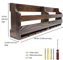 Zfggd Legno for Il Vino Rack, Bicchiere da Vino e Bottiglia di Vino Display Rack, Legno di Pino, Muro Mounte, 8 Bottiglia 8 Long STEM Supporto di Vetro (Charcoal Noce a Colori, 8 Bottiglia = 80 cm)