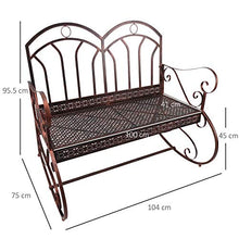 Outsunny Panchina a Dondolo da Giardino in Metallo a 2 Posti con Braccioli, 104x75x95.5cm, Colore Bronzo