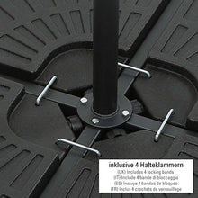 ToCi 4 x Parasol Stand - Set Base per Ombrellone da Giardino in Plastica 48.5 × 48.5 × 7.5 cm riempibile con sabbia/acqua e fino a 80 kg