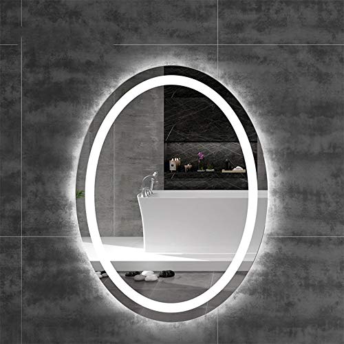 WZP Specchi Ovali Parete per Bagno con Luce LED, Specchio Trucco Circolare Grande per Ingresso Bagni Camera Letto Soggiorno (Size : 60x80cm)