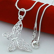 Baoxiaohed Collana in Argento Sterling,925 Sterling Argento Farfalla Tinta Unita Snake Chain Collana, Utilizzata Come Regalo per La Festa della Mamma, Feste, Compleanni E Anniversari