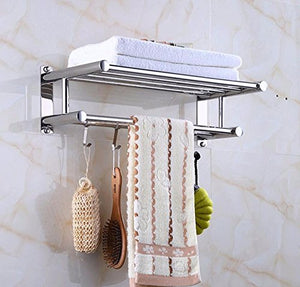 MBYW Portasciugamani Alto carico Portasciugamani da Bagno Mensola portaoggetti Portasciugamani, a Parete, in Acciaio Inossidabile, portaoggetti per Bagno, con Gancio, 60 cm Senza punzonatura