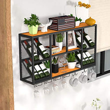 Porta Bottiglie da Vino Porta Bottiglie Parete Metallo Industriale, Portabicchieri Appeso Legno Portabottiglie per Vino Decorazione Parete Scaffale Vino, per Cucina/Bar/Ristorante, Nero Rack di