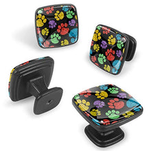 Zampa di doodle disegnato a mano colorato Pomelli per Porta Set di 4 Pomelli per Mobili Manopole per Cassetti Cucina Armadio Vetro