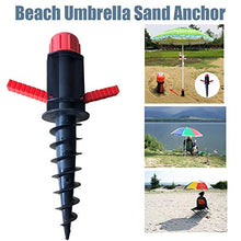 BGY Spiaggia Ombrello Sabbia Ancora, Resistente Spirale Portaombrelli Supporti Sabbia Erba Elicoidali per Fissaggio Ombrelloni, Rotante Vestiti Linee, Sports Reti - Rosso Nero, Free Size