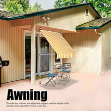 Cocoarm Tenda da Balcone Regolabile in Altezza Tenda da Sole Retrattile Impermeabile per Protezione Solare per Porta Finestra da Giardino all'aperto 3,5 x 1, m(Striscia Gialla + Bianca)