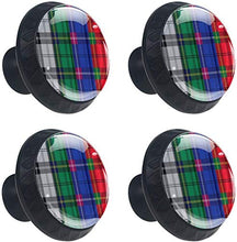 Fantasia scozzese scozzese grigio verde blu rosso Pomelli per Porta Set di 4 Pomelli per Mobili Manopole per Cassetti Cucina Armadio Vetro