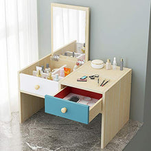 DD&QG 2 Cassetti Organizzatore di Archiviazione Mini Tavolo da Toeletta per Casa Camera da Letto,Piccolo Tavolo da Trucco con Flip Top Mirror,Assemblaggio Facile-Naturale-a 60x40x36cm(24x16x14inch)
