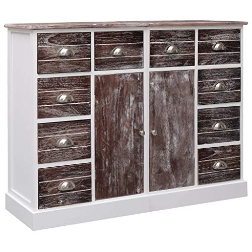 Festnight Credenza con 10 Cassetti in Legno Marrone 113x30x79 cm