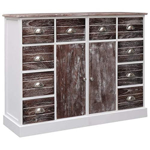 Festnight Credenza con 10 Cassetti in Legno Marrone 113x30x79 cm