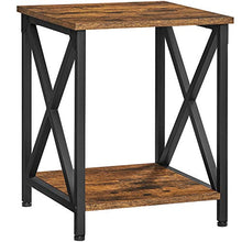 VASAGLE Tavolino, Comodino con Struttura ad X in Acciaio e Ripiano Inferiore, Stile Farmhouse Industriale, 40 x 40 x 50 cm, Marrone Vintage e Nero LET277B01