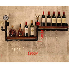 Geyao Mobili portabottiglie Retro Industriale Wind Bar Vino Rack Parete Hanging Sala da Pranzo Soggiorno Bar in Ferro battuto in Legno massello Europeo Americano Rack