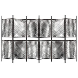 E E-NICES Paravento a 6 Pannelli in Polyrattan Marrone 360x200 cm
