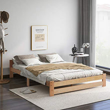 Keebgyy Letto in legno massiccio con testiera e rete a doghe, naturale (200 x 140 cm)