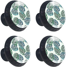 Modello di foglie verdi dell'acquerello Pomelli per Porta Set di 4 Pomelli per Mobili Manopole per Cassetti Cucina Armadio Vetro