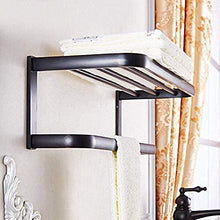 L-YINGZON Asciugamano Rack, A parete rail Bagno cremagliera Bagno cremagliera cremagliere appendiabiti Bagno ciondolo hardware rame mensola nera cremagliera WC cremagliera doppio strato Portasciugaman