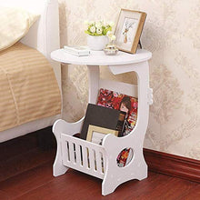 Mini plastica Rotondo Tavolino in grani Casa Soggiorno Scaffale Comodino Bianco Hyococ (Color : White, Size : 36 * 46 * 24cm)