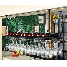 ZRCWW Soffitto Wine Rack appende, Altezza Regolabile Calici Rack Industriale Vintage Bancone Wine Glass Wine Rack Metallo Bottle Holder - Nero (Size : 100×35cm(39×14inch))