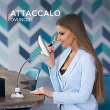 Fancii Specchio Ingranditore Flessibile 10x con Luce LED e Ventosa Potente - Specchio da Trucco Illuminato con Collo di Cigno - Specchio Cosmetico da Bagno (Mira +)