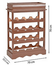 ts-ideen Cantinetta Portabottiglie in Legno Color Marrone per 16 Bottiglie Completa di Vassoio servi Bevande