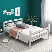 WGYDREAM Letto Struttura del Letto in Legno Massello Letto Matrimoniale Bianco Base per Rete Solida con Testiera per Adulti, Bambini, Bambini, 200x140 Cm