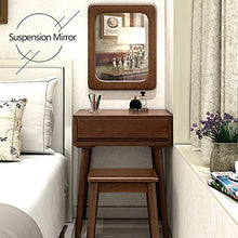 Specchiera Tavolo Cosmetici Con Piazza Specchio & Sgabello Imbottito Vanity Toeletta Da Trucco,Sgabello Donne Camera Da Letto Tavolo Da Trucco Per Le Donne,Con Cassetto Grande-A 60x40x75cm(24x16x30inc