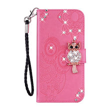 Robinsoni Custodia Compatibile con Samsung Galaxy A6 2018 Cover Folio a Fogli Mobili Cover Libro Pelle PU Case Taccuino Cover Portafoglio Custodia Libretto Retro Flip Caso Gufo in Rilievo Cover,Rosa