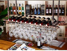 MFLASMF Upside Down Wine Glass Holder/Wine Rack on The Ceiling Decorative Bar, Wrought Iron Wine Rack Restaurant, Kitchen,Bronze,80X30CM