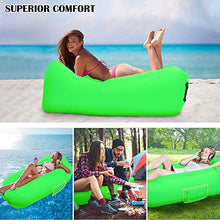 Huou, lettino gonfiabile 2019, divano gonfiabile impermeabile con borsa portaoggetti, amaca con poggiatesta gonfiabile per viaggi, campeggio, piscina e spiaggia (verde)