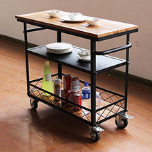 Carrello di Servizio, mensola Industriale Vintage, Metallo in Legno, Vassoio Multiuso, con Ruote, per Cucina, Ristorante, Hotel, ECC. Dimensioni: 80 * 40 * 80 cm