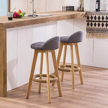 YS Sedia Sgabello Bar Seduta Bar, Struttura in Legno Girevole a 360 ° Rotonda Cucina Alta con Poggiapiedi Tessuto a Mano,Grigio