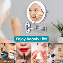 Auxmir Specchio Trucco con Ingrandimento 10X/1X, Specchio Bagno con Luci a 3 Colori, Luminosità Regolabile, Specchio Estensibile, Rotazione a 360°, Alimentato da Batterie AAA, per Bagno Hotel Spa