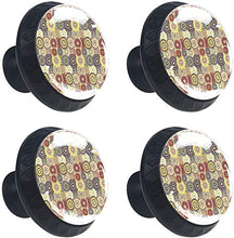 con vivaci cerchi dipinti colorati e stile Dots Seventies Pomelli per Porta Set di 4 Pomelli per Mobili Manopole per Cassetti Cucina Armadio Vetro