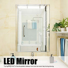 Cikonielf - Specchio da bagno, specchio cosmetico, design senza cornice, con illuminazione a LED, interruttore touch e cuscino anti-appannamento, 50 x 70 x 4 cm (presa UE)