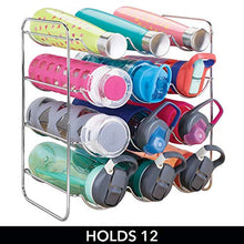 mDesign Portabottiglie Vino per Cucina, frigo o dispensa – Porta Bottiglie in Metallo per Massimo 12 Bottiglie – Cantinetta Ideale per Vino, Birra e liquori – Argento