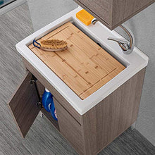 Inbagno Mobile lavatoio lavanderia con vasca in ceramica, L.61 x P.51 x H.87,5 cm, serie Way diverse colorazioni, include vasca in ceramica bianco lucido (Rovere scuro)