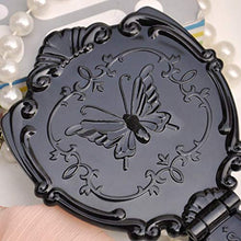 WXL Specchi da Tavolo Specchio Classico per Il Trucco della Moda Black Butterfly Pieghevole Maniglia Pieghevole Specchi Cosmetici a Forma di Tondo Specchio di Trucco Specchio Trucco con LED