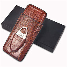 WLMGWRXB Portasigari in Pelle Marrone a 3 Dita di Alta qualità, humidor per sigari Rivestito in Legno di Cedro con taglierina in Acciaio Inossidabile Argento