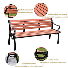 Panchine per terrazza da giardino, panchina per il tempo libero, panchina da esterno resistente alle intemperie con struttura in ghisa e legno massello anticorrosivo, panchina da cortile a 2-3 posti