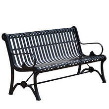 Panca 3 posti in giardino esterno, Sedili con telaio in acciaio robusto e resistente alle intemperie, Panchine decorative sotto il portico del prato nel cortile, Sedia con braccioli panca in ghisa