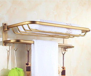 MBYW Portasciugamani Alto carico Portasciugamani da Bagno Mensola portaoggetti Porta Asciugamani, a Parete, Stile retrò, ripiano, Pieghevole, ripiano per Bagno, A3 con Cesto Pieghevole 60CM